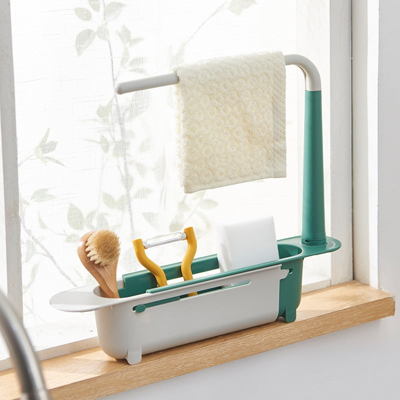 Telescopic sink rack