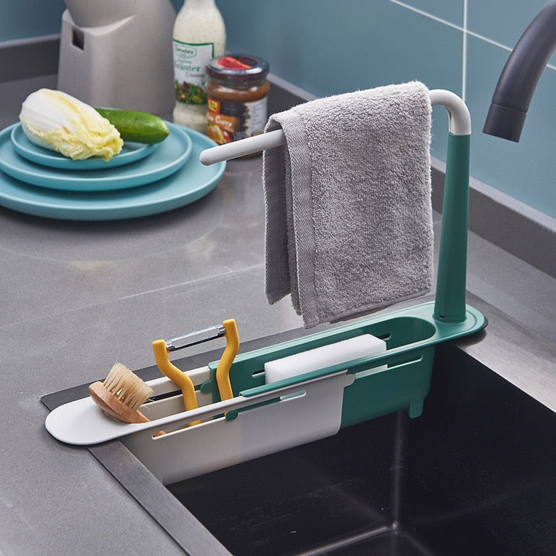 Telescopic sink rack